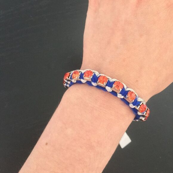 — Aqua — Red, White & Blue Knotted Ruby Bracelet  - Picture 1 of 6